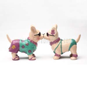 Chihuahua Beach Style 3 1/2” tall Magnetic Salt and Pepper Shakers