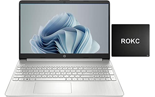 2021 HP 15 Laptop, AMD Ryzen 5 5500U(Beat i7-1065G7) 16GB RAM 1TB SSD 15.6 FHD Display, Webcam for Zoom, HDMI, Wi-Fi, Premium Lightweight Thin Design, Win 10 S-Free Windows 11 Update| ROKC Bundle