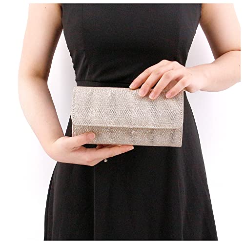 Naimo Flap Dazzling Small Clutch Bag Evening Bag With Detachable Chain (Champagne) | The Storepaperoomates Retail Market - Fast Affordable Shopping