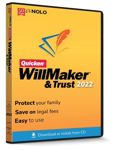 Quicken WillMaker and Trust Software 2022 By Nolo – Estate Planning Software – Includes Will, Living Trust, Health Care Directive, Financial Power of Attorney – Secure – Legally Binding – CD- PC/Mac