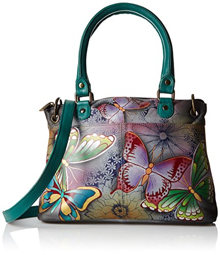 Anna by Anuschka womens Small Satchel Handbag Genuine Leather, Butterfly Paradise, No Size US