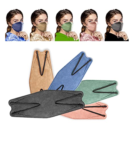 Adult 50Pcs Color Mask kf94 4 Layer Filter Protective Disposable Face Mask Colorful Home Office Safety Cover Masks for Adult Mens & Women (5Colors)