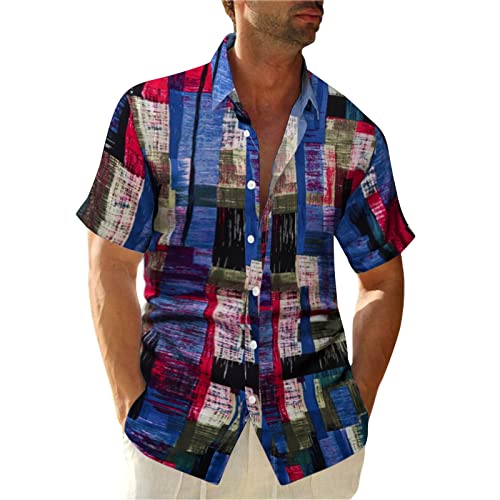 ZDFER Men’s Hawaiian Shirts Floral Printed Button Down Shirts Short Sleeve Regular Fit Summer Beach Spread Collar Shirts Mens Christmas Shirts Golf Shirts Ping Golf Shirts for Men Polo Shirts for Men