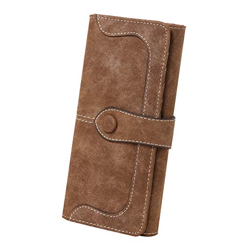 Cynure Women’s Vegan Leather 17 Card Slots Card Holder Long Big Bifold Wallet,Coffee | The Storepaperoomates Retail Market - Fast Affordable Shopping