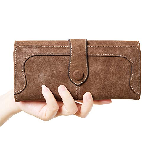 Cynure Women’s Vegan Leather 17 Card Slots Card Holder Long Big Bifold Wallet,Coffee | The Storepaperoomates Retail Market - Fast Affordable Shopping