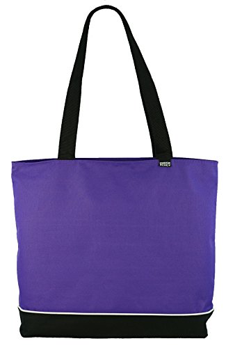 Shoulder Tote Bag with Zipper, Purple