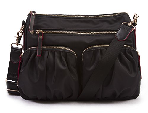 Korvara Nylon Crossbody Bag, Black – Premium Lightweight, Black, Size Medium