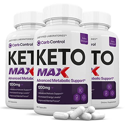 (3 Pack) Carb Control Keto Max 1200MG Pills Includes Apple Cider Vinegar goBHB Strong Exogenous Ketones Advanced Ketogenic Supplement Ketosis Support for Men Women 180 Capsules