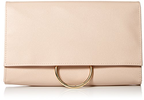 Jessica McClintock womens Nora Solid Large Envelope Clutch with Ring Closure, Nude, One Size US