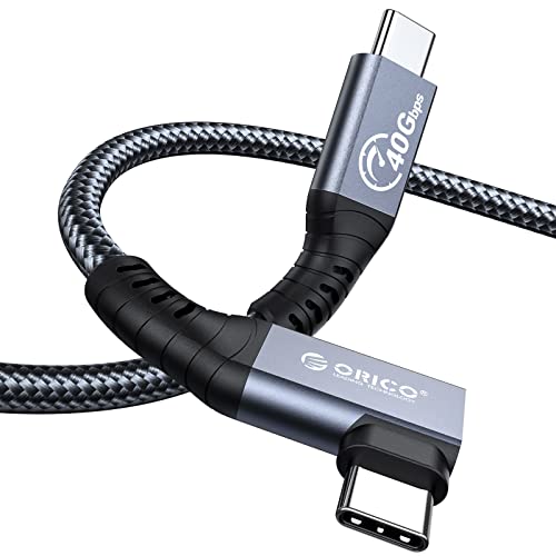 ORICO Cable Compatible with Thunderbolt 4 Right Angle 2.62FT, 40Gbps USB C to USB C Cable with 100W Charging/Display 8K@ 60Hz Compatible with MacBooks, iPad Pro, Thunderbolt 4/3 Hub and USB-C Device