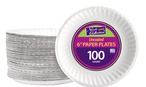 Nicole Home Collection White Paper Plates (6 in – 100 count)