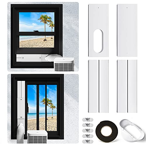 Pomeat Portable AC Window Kit with 5 inches Coupler, Adjustable AC Vent Kit Universal Window Seal Kit for Portable Air Conditioner, Adjustable Length 17 inches-60 inches
