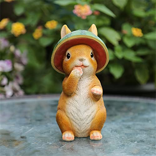 Fairy Garden Bunny Decorations Easter Rabbit Statue Resin Ornaments Easter Bunny Décor Figurines Tabletop Ornament for Lawn Potted Plants (6.7*4 inch, Style-B)