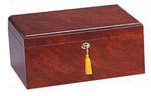 Milano Cigar Humidor, Rosewood, Spanish Cedar Tray With Divider, Holds 75-100 Cigars, 1 Round Humidifier And 1 Hygrometer With Brass Frame