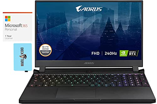 Gigabyte AORUS 15P Gaming & Entertainment Laptop (Intel i7-11800H 8-Core, 64GB RAM, 1TB m.2 SATA SSD, RTX 3070, 15.6″ Full HD (1920×1080), Win 10 Pro) with MS 365 Personal , Hub