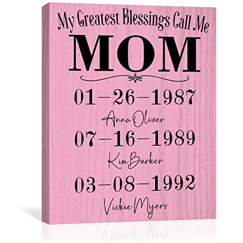 Mothers Day Gifts – Personalized Birthday Gifts For Mom Wife – My Greatest Blessings Call Me Mom & Grandma Custom Canvas Prints For Women
