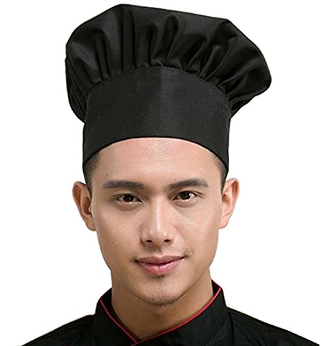 Hyzrz Chef Hat Adult Adjustable Elastic Baker Kitchen Cooking Chef Cap (Black)