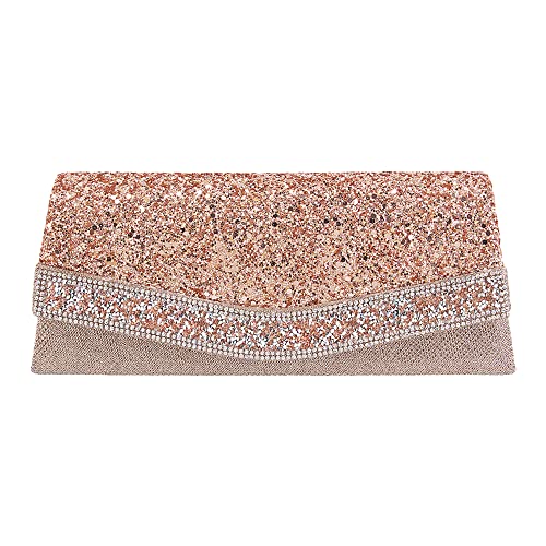 Naimo Flap Dazzling Clutch Bag Evening Bag With Detachable Chain (Champagne)