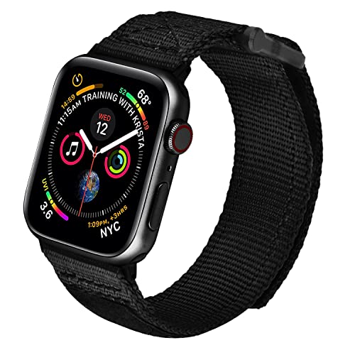 V.R.HOPE Nylon Band Compatible with Apple Watch Bands 42mm 44mm 45mm for Women Men, Adjustable Soft Braided Loop Sport Strap for iWatch Series SE/7/6/5/4/3/2/1 Black | The Storepaperoomates Retail Market - Fast Affordable Shopping
