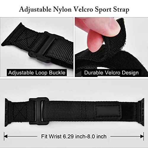 V.R.HOPE Nylon Band Compatible with Apple Watch Bands 42mm 44mm 45mm for Women Men, Adjustable Soft Braided Loop Sport Strap for iWatch Series SE/7/6/5/4/3/2/1 Black | The Storepaperoomates Retail Market - Fast Affordable Shopping