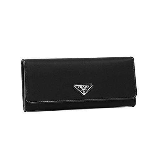 Prada Women’s Nylon Logo Long Black Wallet 1MH132