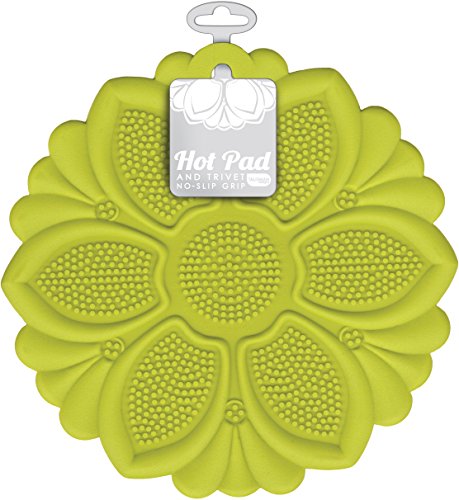 Talisman Designs No-Slip Grip Silicone Hot Pad & Trivet | Green | Surface Protection from Hot Dishes | Up to 500-Degree Heat Resistance | Multipurpose Kitchen Supplies