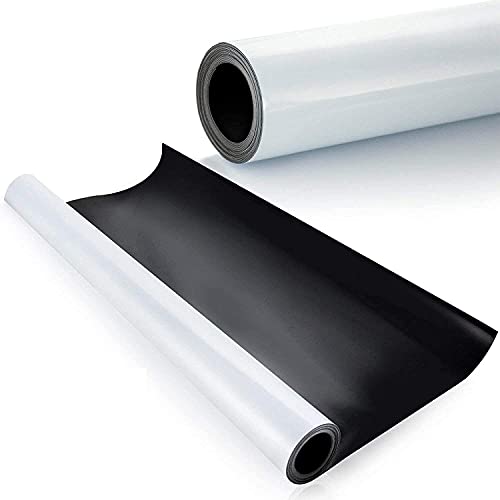 Blank Magnet Sheets Roll 24-inches Wide – .30mil Flexible, Printable, White Vinyl Surface – Safe on Vehicles, Cuts Easily for DIY craft projects (3 Ft. Roll)