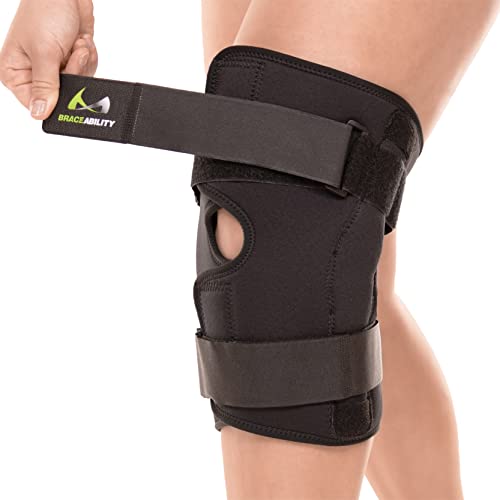 BraceAbility Wraparound Arthrtis Knee Brace – Hinged Compression Neoprene Support for Men and Women with Large Legs, Osteoarthritis Treatment, Patella Instability, Joint and Chronic Kneecap Pain (3XL)