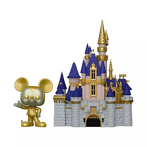 Funko 58966 Pop! Town: Walt Disney World 50th Anniversary – Cinderella Castle and Gold Mickey Mouse #26
