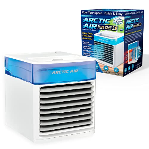Arctic Air Pure Chill 2.0 Evaporative Air Cooler by Ontel – Powerful, Quiet, Lightweight and Portable Space Cooler with Hydro-Chill Technology For Bedroom, Office, Living Room & More