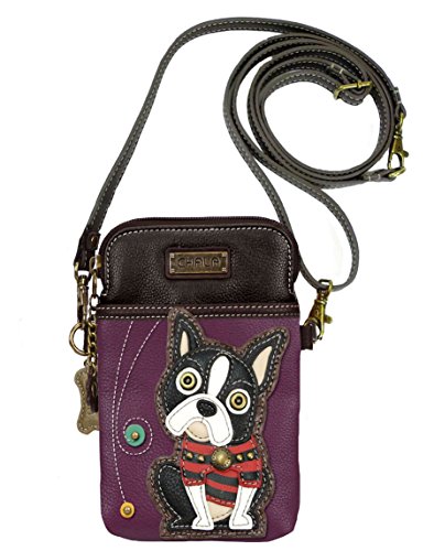 Chala Boston Terrier Cellphone Crossbody Handbag – Convertible Strap 5″ x 7.5″ x 1″