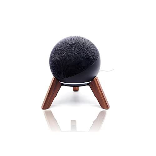 Counlisha Real Wood Stand for Echo Dots(4th Gen)(5th Gen),Tripod Accessories Protect Smart Speaker get Better Sound,Secure Stable Wooden Mount Holder for Echo Dot (Color:Walnut)