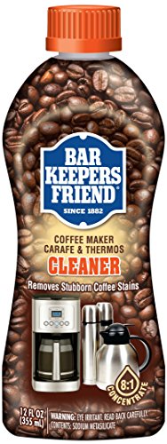 Bar Keepers Friend Coffee Maker Cleaner (12 oz) – Removes Oily Residue, Tannins and Stains – For Single-Cup and Automatic Drip Coffee Makers and Espresso Machines