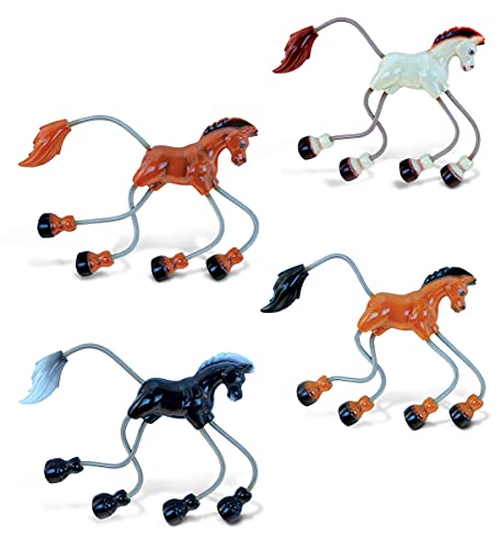 CoTa Global Horse Refrigerator Springy Magnets Set of 4 – Assorted Color Fun Cute Wild Animal Springy Magnets For Kitchen Fridge, Locker, Home Decor & Cool Office Decorative Novelty Accessory – 4 Pack