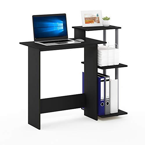 Furinno Efficient Home Laptop Notebook Computer Desk with Square Shelves, Black/Grey | The Storepaperoomates Retail Market - Fast Affordable Shopping