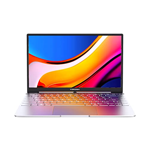 TOPOSH 14 Inch Laptop, Windows 10 Pro PC Notebook Computer, 12GB RAM 256GB SSD, Intel Jasper Lake N5095, Quad Core 2.0 GHz Processor, Metal Body, Backlit Keyboard, Dual Band WiFi and Bluetooth