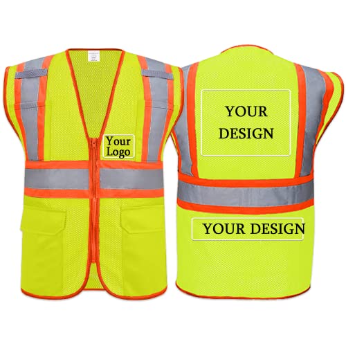 BeautyWill Custom Reflective Vest,Custom Safety Vest, Safety Vest Custom, Safety Vest Logo, High Visibility Vest for Men&Women