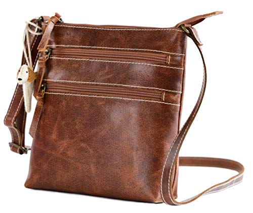 Hide N Craft Stylish Full Grain Real Leather Crossbody Bag For Women Crossover Purse, Long Shoulder, with Adjustable Strap, 2 Front and Internal Pocket, Girls Handbag (8.5x2x9 inches) – Brown | The Storepaperoomates Retail Market - Fast Affordable Shopping