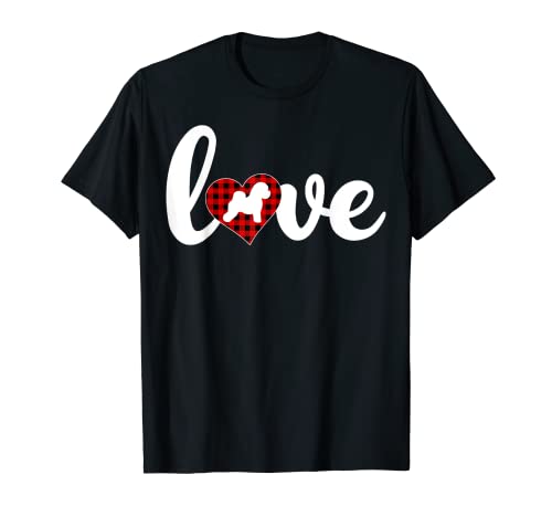 Funny Buffalo Plaid Love Bichon Frise Dog Valentine’s Day T-Shirt