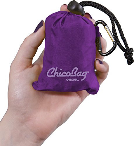 ChicoBag Original Reusable Grocery Bag with Attached Pouch and Carabiner Clip, Variety 4 Pack – Blue, Green, Purple, and Red | The Storepaperoomates Retail Market - Fast Affordable Shopping