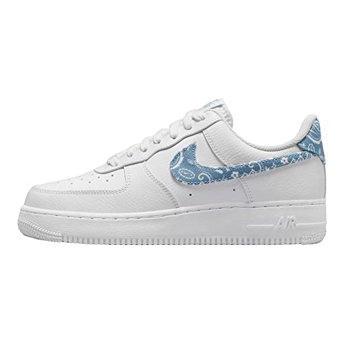 Nike Women’s Air Force 1 Low Shoes, White/Worn Blue-white-white, 7