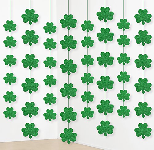jollylife 12PCS St. Patrick’s Day Shamrock Decorations – Lucky Irish Party Hanging Ornaments Garland Cutouts