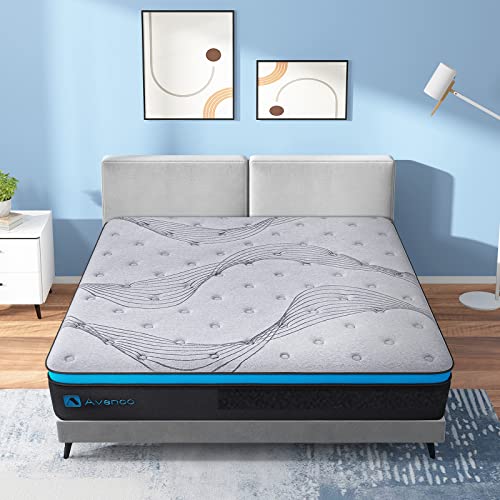 Avenco Mattress in a Box Queen, 12 Inch Medium Firm Hybrid Mattress for Queen Size Bed, Innerspring and Gel Memory Foam Mattress with Edge Support, CertiPUR-US Certified