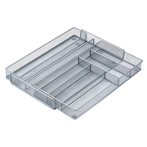Honey-Can-Do KCH-02163 Steel Mesh 7-Compartment Expandable Utility Drawer Organizer, Silver