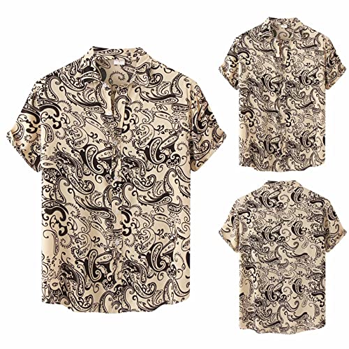 ZDFER Men’s Hawaiian Shirts Button Down Shirts Short Sleeve Regular Fit Summer Spread Collar Floral Printed Beach Shirts Mens Christmas Shirts Golf Shirts Ping Golf Shirts for Men Polo Shirts for Men