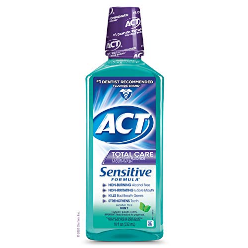 ACT Total Care Sensitive Formula Mouthwash 18 fl. oz. Anticavity Mouthwash With Fluoride, Mint