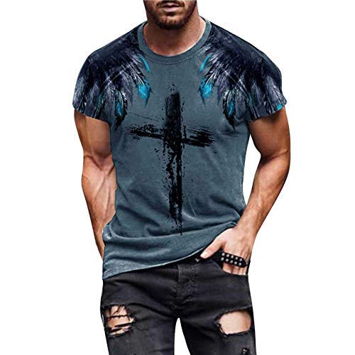 ZDFER Soldier Short Sleeve T-Shirts for Mens, Summer Street Faith Jesus Cross Print Workout Athletics Crewneck Tee Tops Mens Christmas Shirts Golf Shirts Ping Golf Shirts for Men Polo Shirts for Men | The Storepaperoomates Retail Market - Fast Affordable Shopping