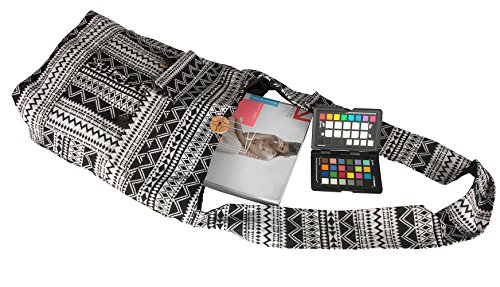 Tribe Azure Large Hobo Crossbody Sling Shoulder Bag Compartment Pockets Functional Zipper Travel Market Books Blanket (Black White) | The Storepaperoomates Retail Market - Fast Affordable Shopping