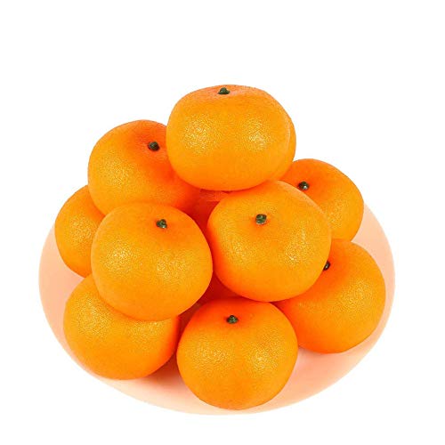 HAKSEN 12 PCS Artificial Lifelike Simulation Oranges Fake Fruit Home Kitchen Cabinet Decoration