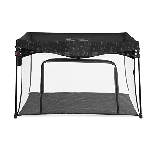 Dream On Me Ziggy Square Baby Playpen in Black, Easy Set Up and Lightweight, Breathable Mesh Walls, Playpen for Babies and Toddlers
